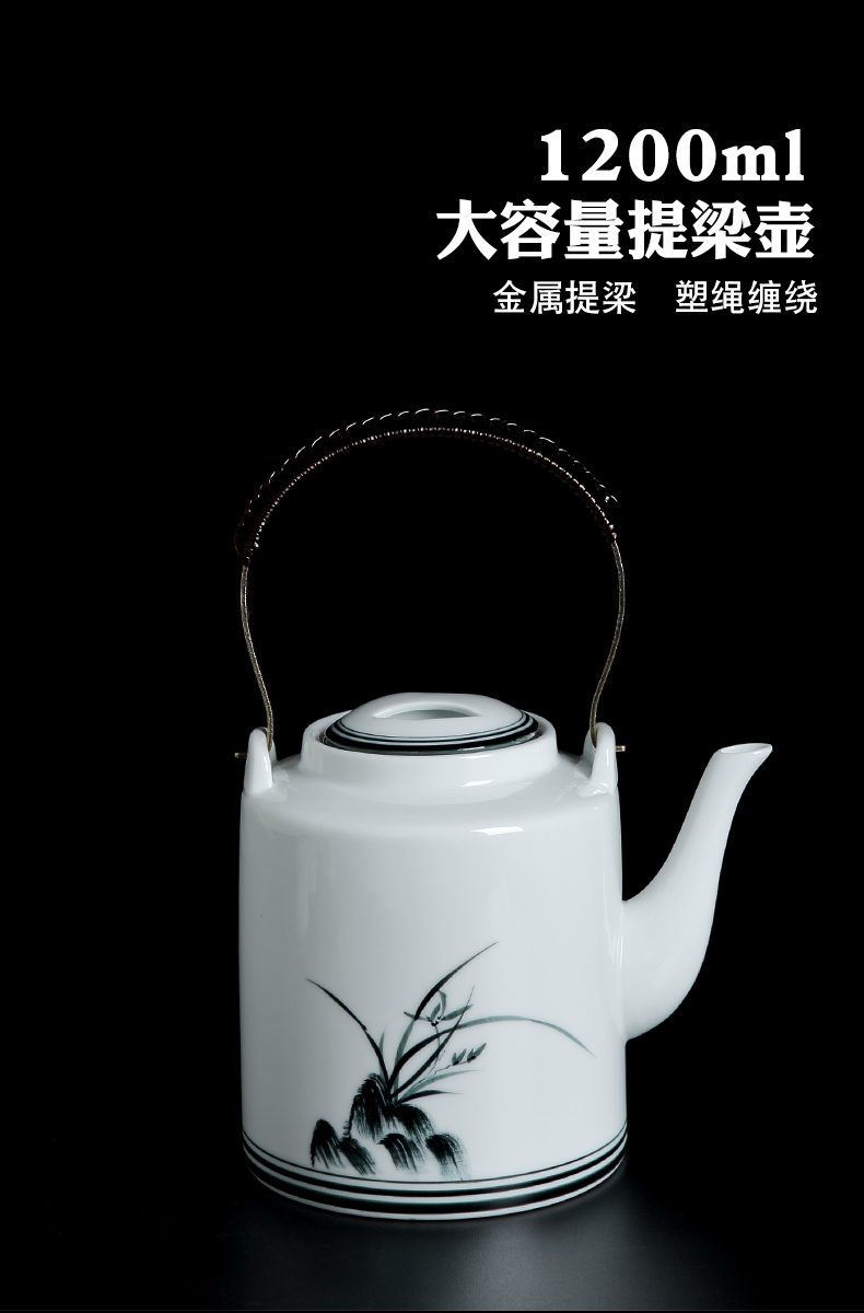 Jingdezhen hand - made kung fu tea set home Chinese ink painting ceramic girder pot of tea tea tray teapot