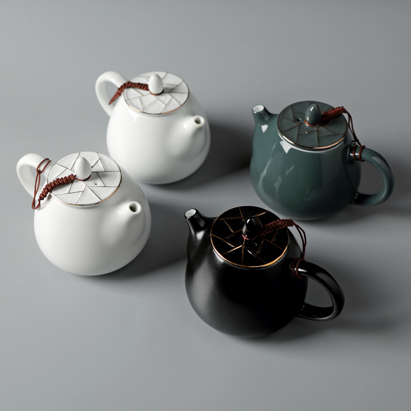Jingdezhen teapot household white porcelain ceramic teapot single pot of tea is small kung fu tea kettle