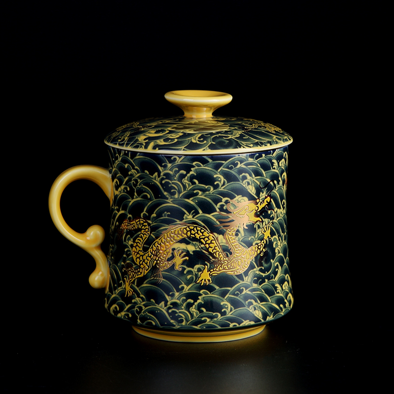 Jingdezhen ceramic cups with cover filtration separation tea tea cup domestic large capacity office dedicated individuals