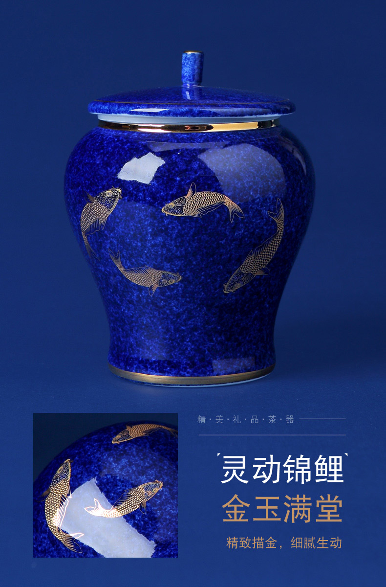 Jingdezhen ceramic seal caddy fixings as cans with blue glaze see colour porcelain jar with cover household size tea storage tanks