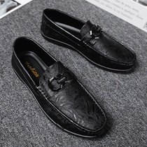 Mens shoes autumn 2021 New British one pedal lazy trend soft face casual leather shoes mens bean trendy shoes