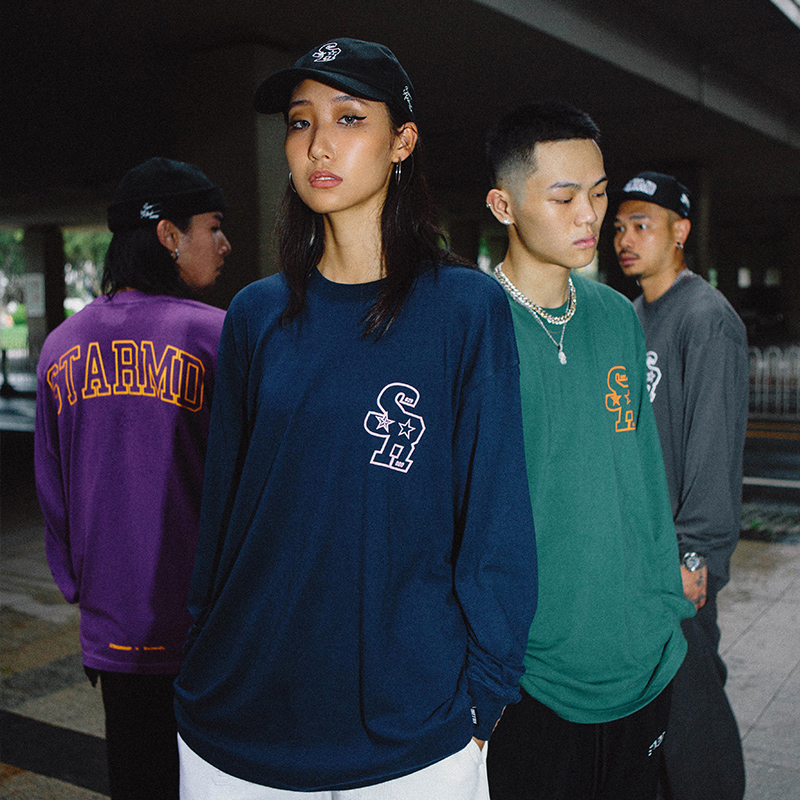 STA X RMD SR basic series autumn national tide simple letter street loose round neck long sleeve T-shirt men