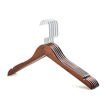  Solid wood hanger Special wooden womens clothes hanger for clothing store Household non-slip wardrobe flocking hanging clothes rack clothes hanging