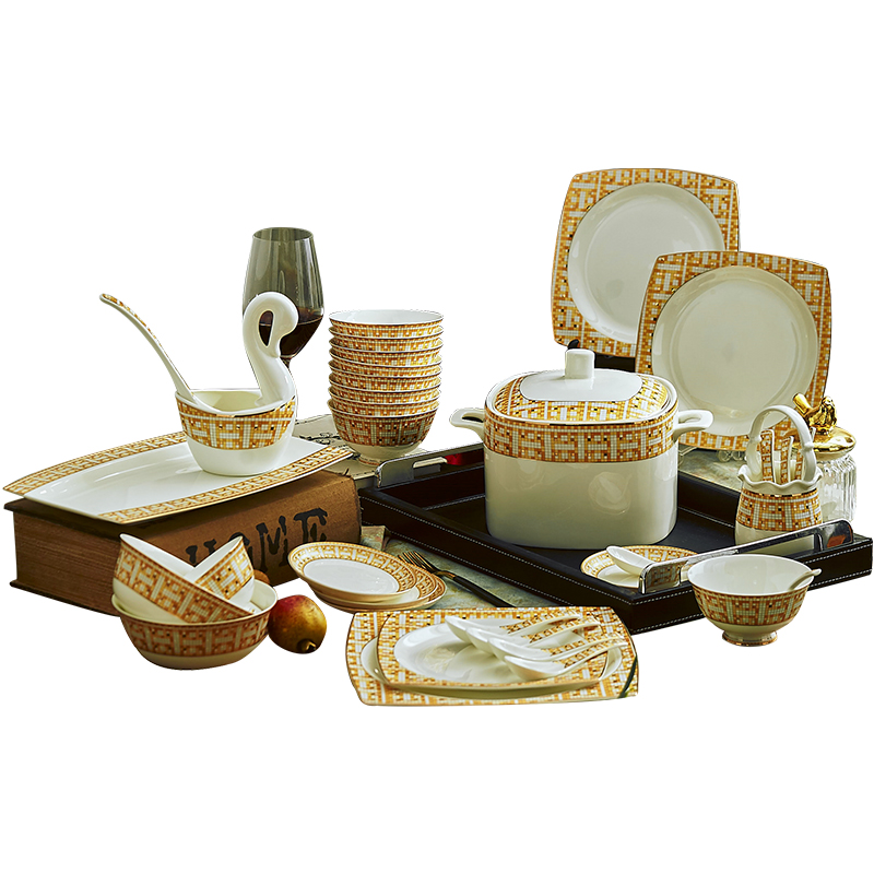 Cutlery set dishes with jingdezhen ceramic ipads porcelain bowl chopsticks bowl dish dishes home European up phnom penh gifts