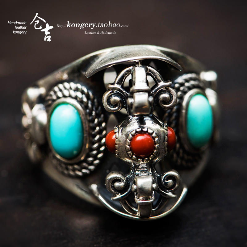 Diamond pestle bin giri handmade ring S925 pure silver male and female personality opening ring inlaid jewel for gift