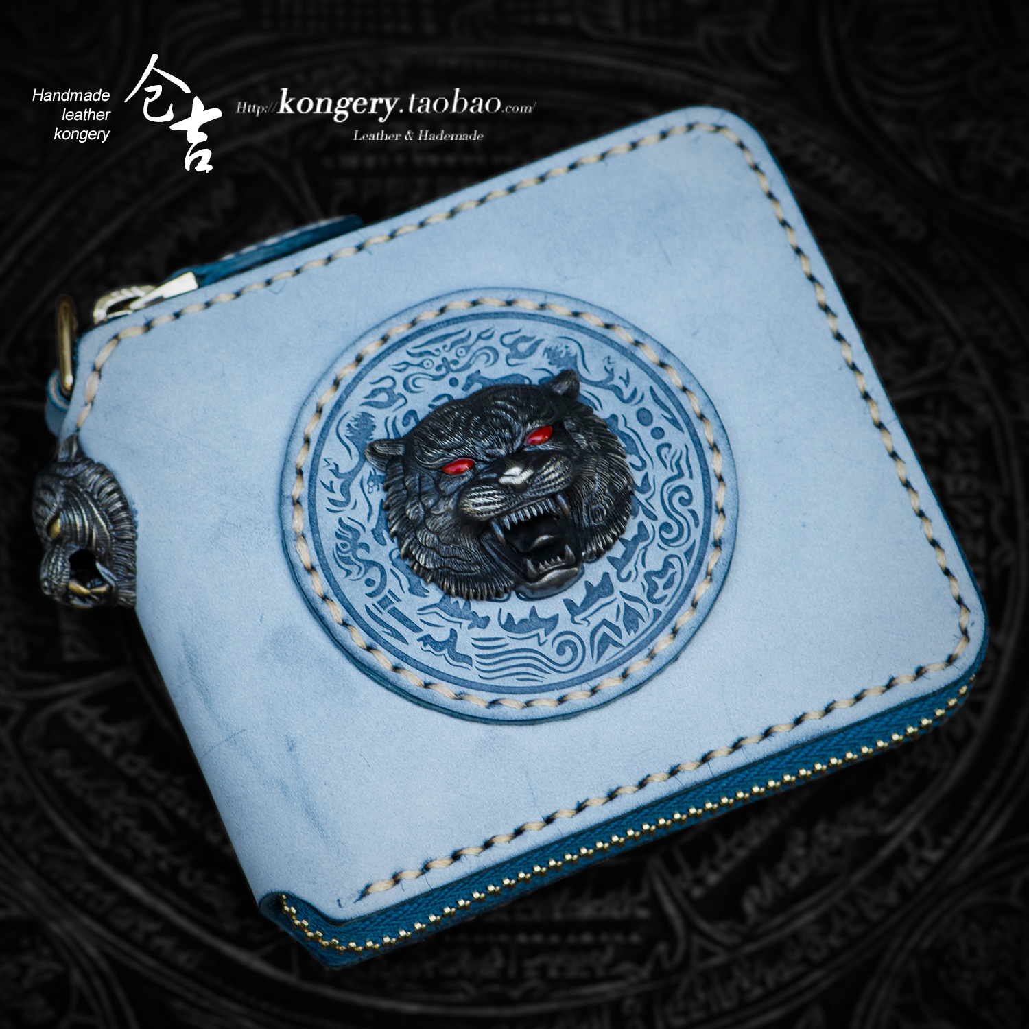 Bin Guchi Artisanal Tiger Year Wallet Head Layer Cow Leather Short FOG WAX LEATHER OLD TIGER HEAD MONEY CLIP MALE AND FEMALE CROSS GENUINE LEATHER WALLET