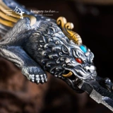 Чайная церемония тяжелое оружие!Должен купить!貔貅 Инкрустанный нож серебряный, чайный кусочек Ruiman Damascus