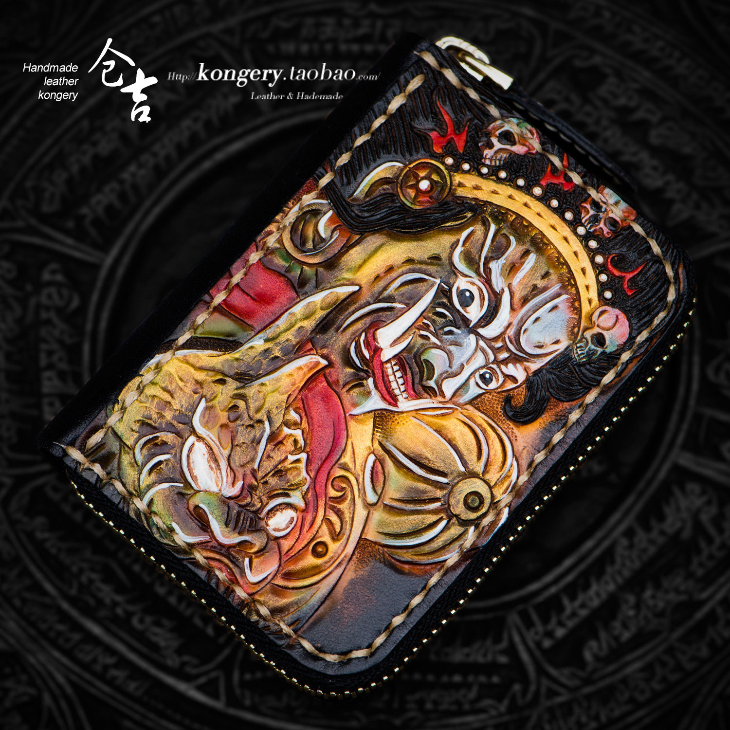 Bin Kit Handmade Card Bag for men and women Short-sum zero-wallet Laced Leather Organ card Baotou Layer Bull Leather Real Pickup Clip