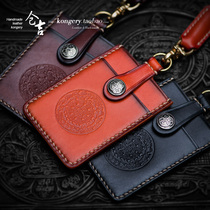 Cangji handmade wallet mens short cowhide card bag female real wallet wallet change bus card holder