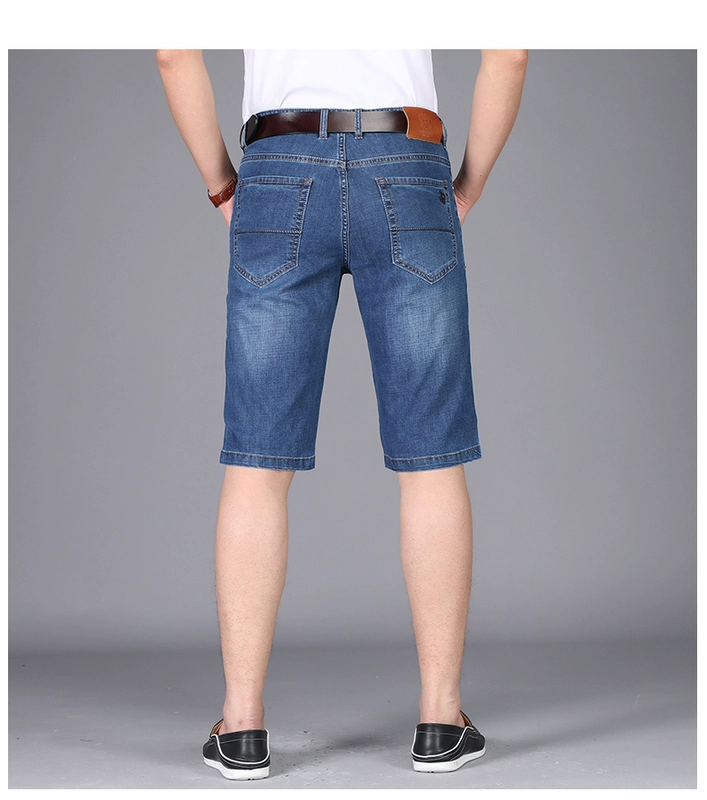 Jeep Shield Summer Thin Quần denim nam Giới trẻ Quần short Nam Quần thẳng Nam Quần mới màu xanh - Quần jean skinny jeans nam