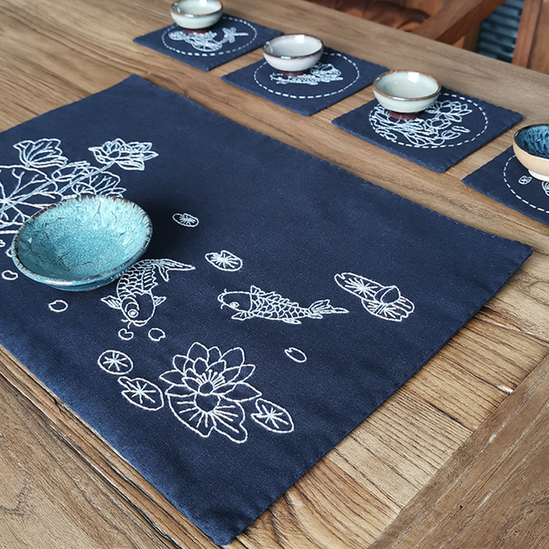 Embroidery handmade self-embroidered diy beginner make tea mat three-dimensional embroidery coaster tea mat milk foaming machine time material package