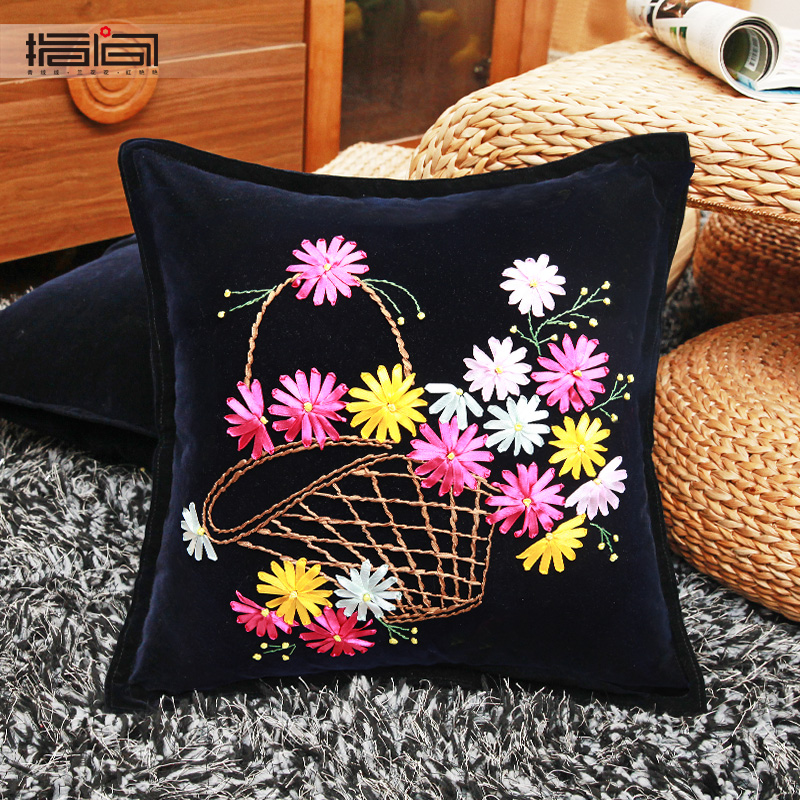 Fingers new living room bedroom printing wedding wedding cross stitch ribbon embroidery pillow cushion cover material package