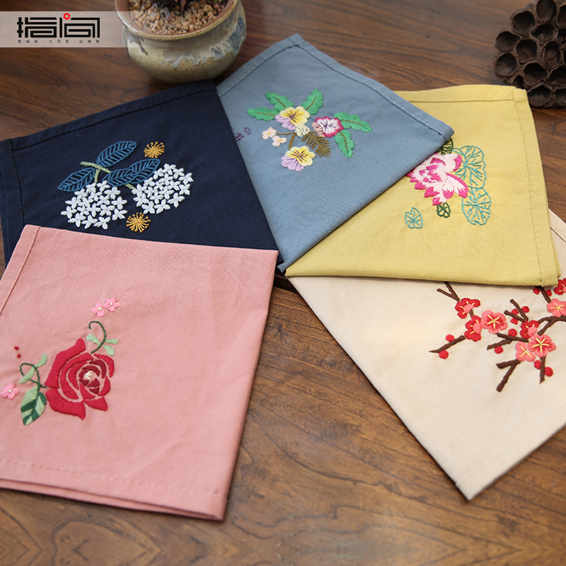 Fingers handkerchief embroidery diy handicraft kit materials bag old style non-soda embroidery cotton handkerchief gift men and women