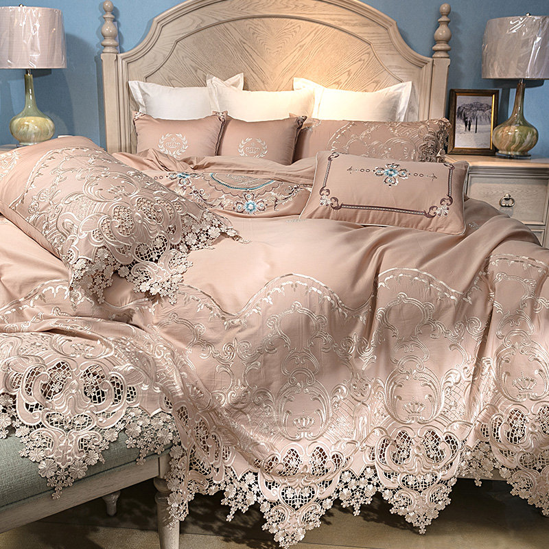 100 cotton four - piece satin embroidery embroidery hollow lace pure cotton 2 0 m bed Mona Lisa