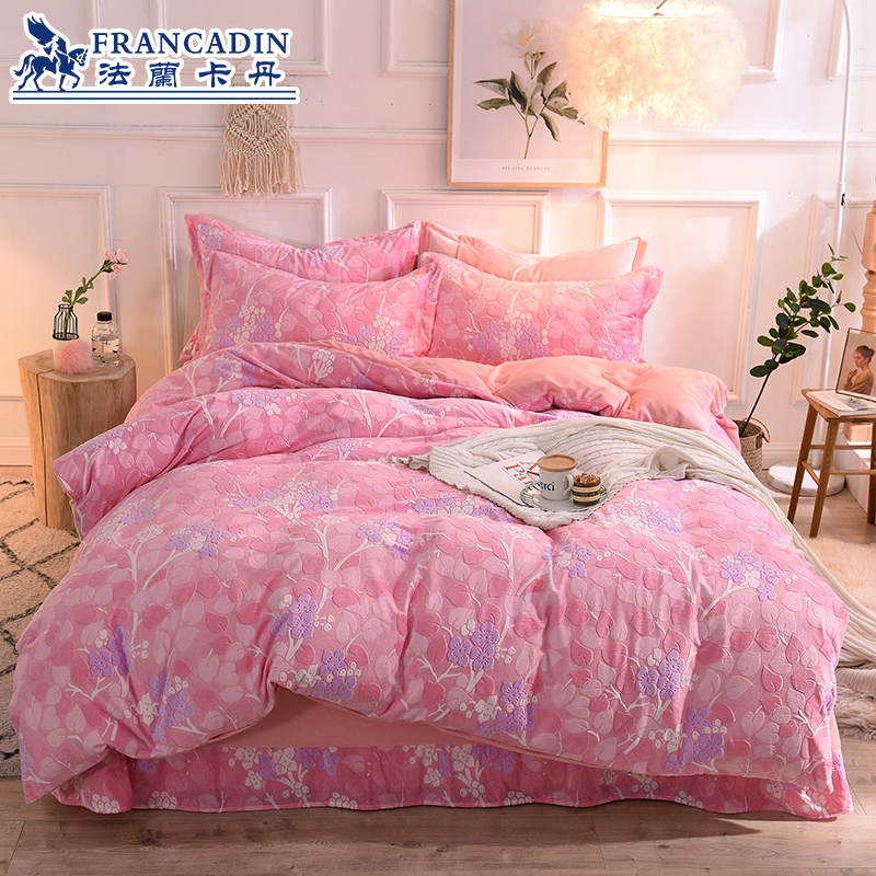 Flangkadan stave four pieces of coffee cottage suite for bed linen double coral suede suite