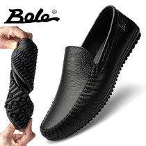 Autumn new leather shoes mens leather soft leather soft bottom middle-aged mens father shoes lazy Bean shoes