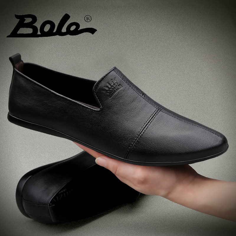 Leather shoes Men's leather Inn 100 hitch for men casual shoes Soft leather Soft bottom driving shoes Fall new sloppy bean-bean shoes