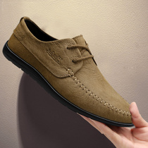 Mens leather shoes leather cotton shoes men Middle-aged Brown first layer cowhide father shoes soft leather soft soles mens casual leather shoes men