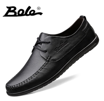 Mens leather shoes head layer cowhide casual leather shoes mens leather business dress lace-up mens shoes soft bottom soft leather work shoes