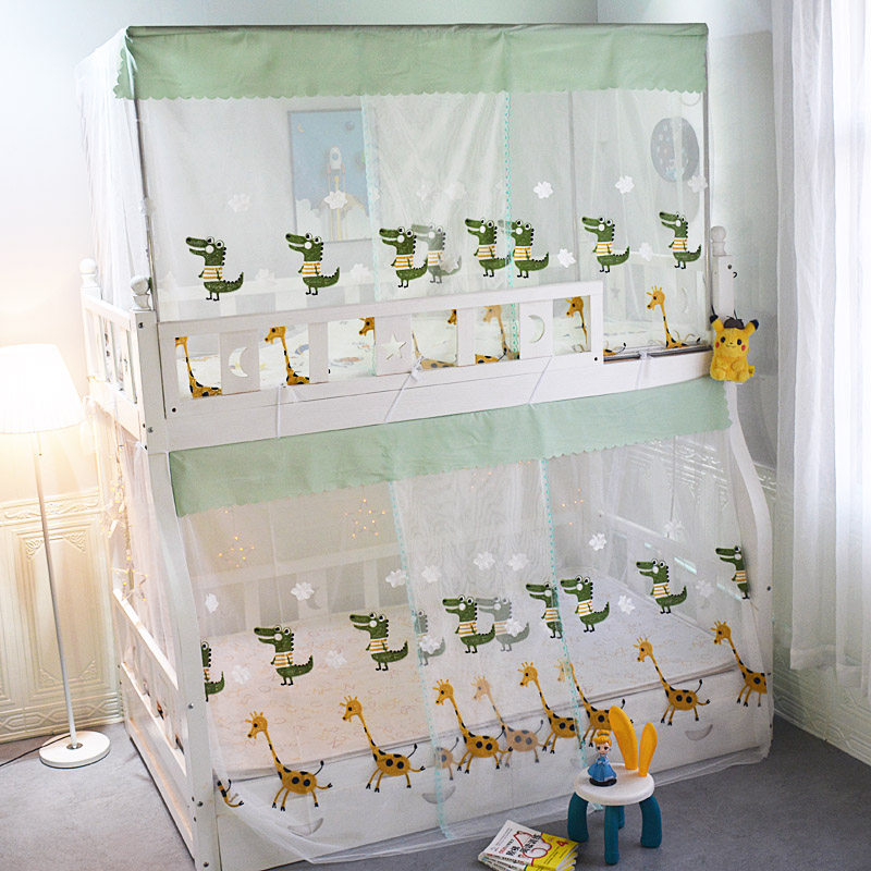 Mother-daughter embroidery mosquito net Children's double-layered high and low double-layered bed and bottom bed top and bottom bed of household mosquito nets No bookshelves