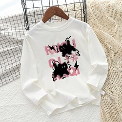 Girls' Long-Sleeved T-Shirt, Pure Cotton Base Shirt, Spring and Autumn 2025 New Style, Versatile Top for Older Children and Girls, Spring Wear