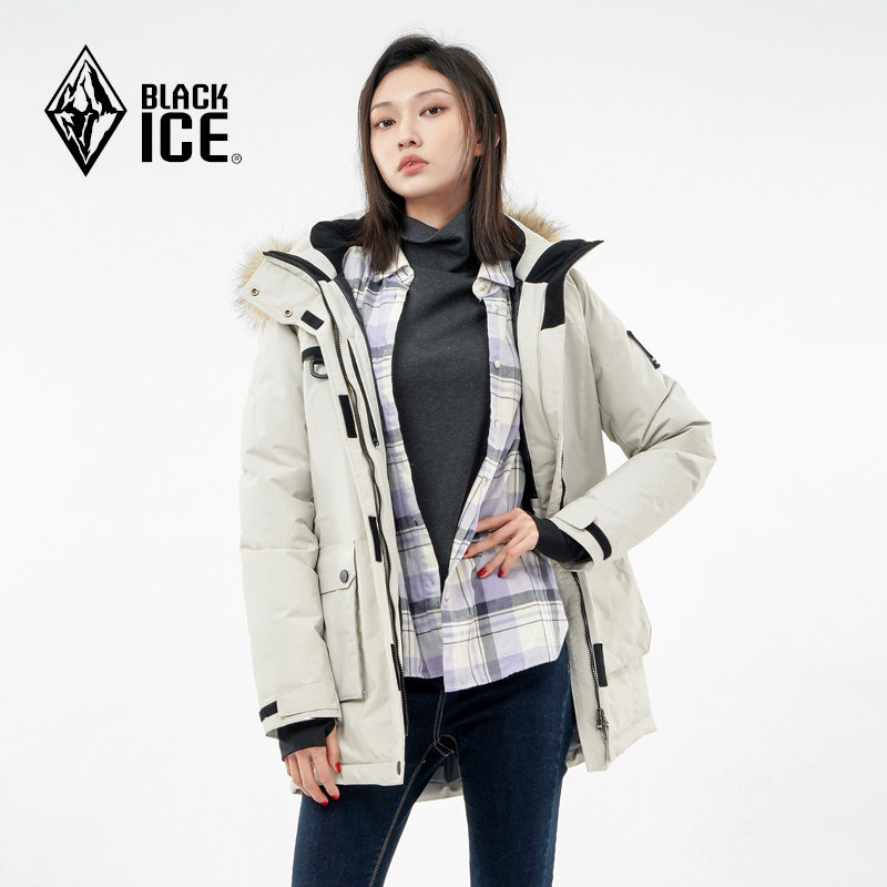 Black Ice F8522 Winter Women's Goose Down Waterproof Tooling Down Clothing Outdoor Tandem Hat Anti Cold Pike Down Coat