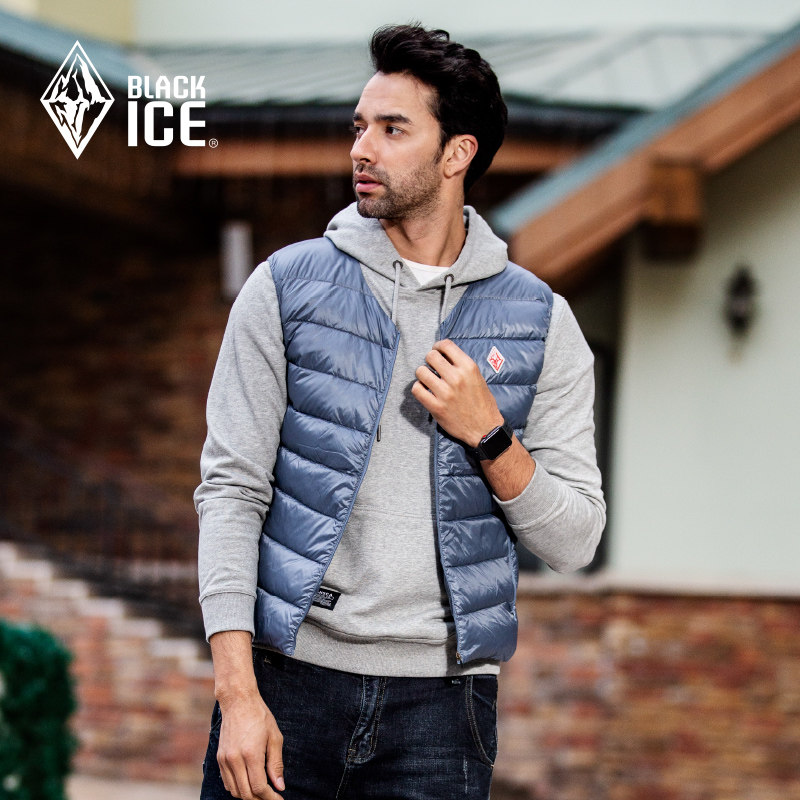 Black ice F8131 goose down light weight down waistcoat light and thin down warm vest outdoor down close-fitting liner male
