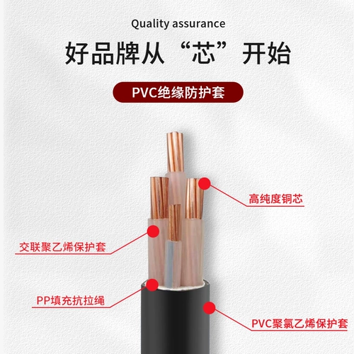 Jiangnan Guo Standard YJV Copper Core Cable 2 3 4 5 Core 10 16 25 35 квадратных четырехфазных четырех инженерных проводов