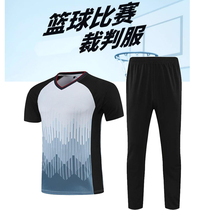 Professional mens and womens basketball referee uniform suit basketball game coach short-sleeved top referee pants sweat-absorbent and breathable customization