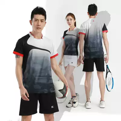 Fashion badminton suit women's suit summer quick-dry men's short-sleeved tennis suit air volleyball suit sportswear team purchase printing