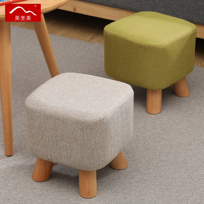 Small stool changing shoe stool home small bench sofa stool solid wood shoe stool low stool fabric small stool living room square stool