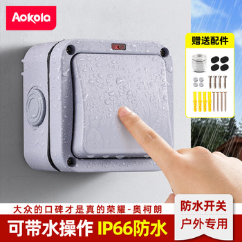 Waterproof Switch Outdoor Waterproof Box Bathroom Surface-Mounted Switch Protective Shell Single Switch Dual Control Rainproof Switch Box