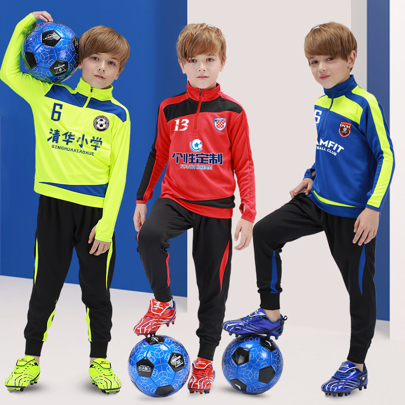 Children's football clothes suit men's autumn winter training sports printed word jersey boy girl long sleeve jacket custom-made-Taobao