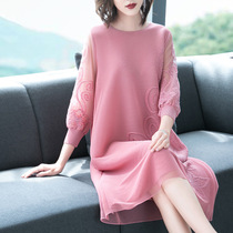 Miyake pleated dress 2020 spring and summer new loose high-end large size fat mm belly mother a-line skirt Taiwan