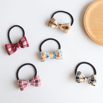 Bowknot hair rope Japanese and Korean tie head rubber band Simple fabric sweet girl college style British small plaid jewelry