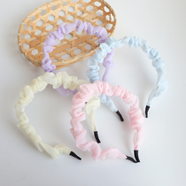 Chiffon puff wash face hair hoop Korean girl Net Red Son cute headband Joker out wrinkle hair slip slip