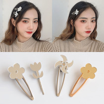 Mirror flower hairclip ~ ins style simple niche design sense silver duck clip banghai clip hair accessories hairpin edge clip female