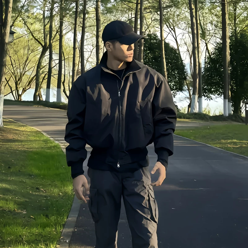 American-Style Bomber Jacket, down Cotton Jacket, Men's Winter Short Thickened Cotton Coat, Tough Guy Silhouette Baseball Jacket
