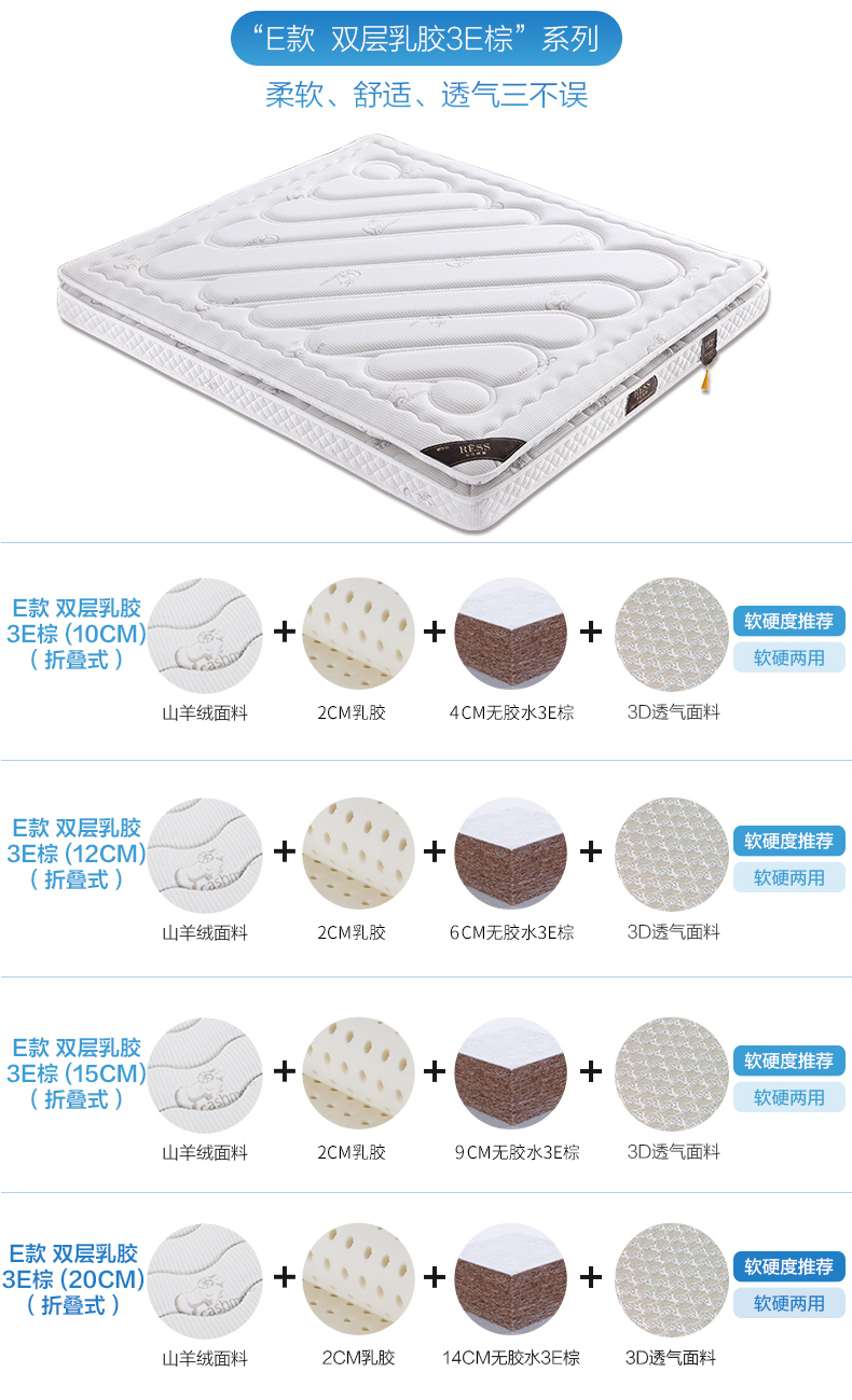 LVC mat núi cọ con mỏng latex nệm Simmons 1,8 m 1.5m1.2 gấp tùy chỉnh - Nệm đệm y tế
