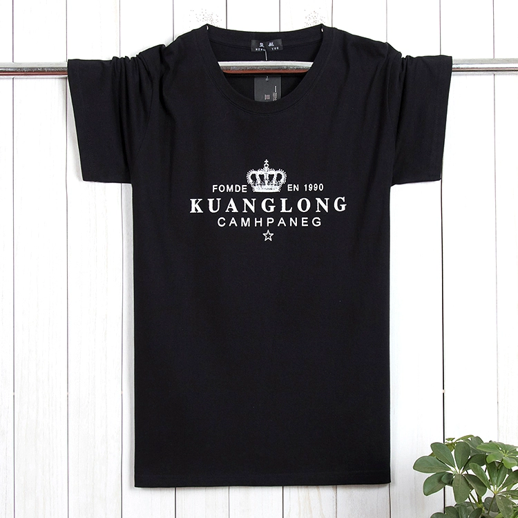 Thêm bông lớn nam t-shirt ngắn tay cộng với phân bón XL chất béo đơn giản quần áo chất béo nửa tay áo vòng cổ triều 6X áo polo gucci