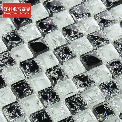 好有米 Маленькие частицы черного льда, треснувшая стеклянная мозаика, фоновая настенная плитка, КТВ, украшение для ванной комнаты