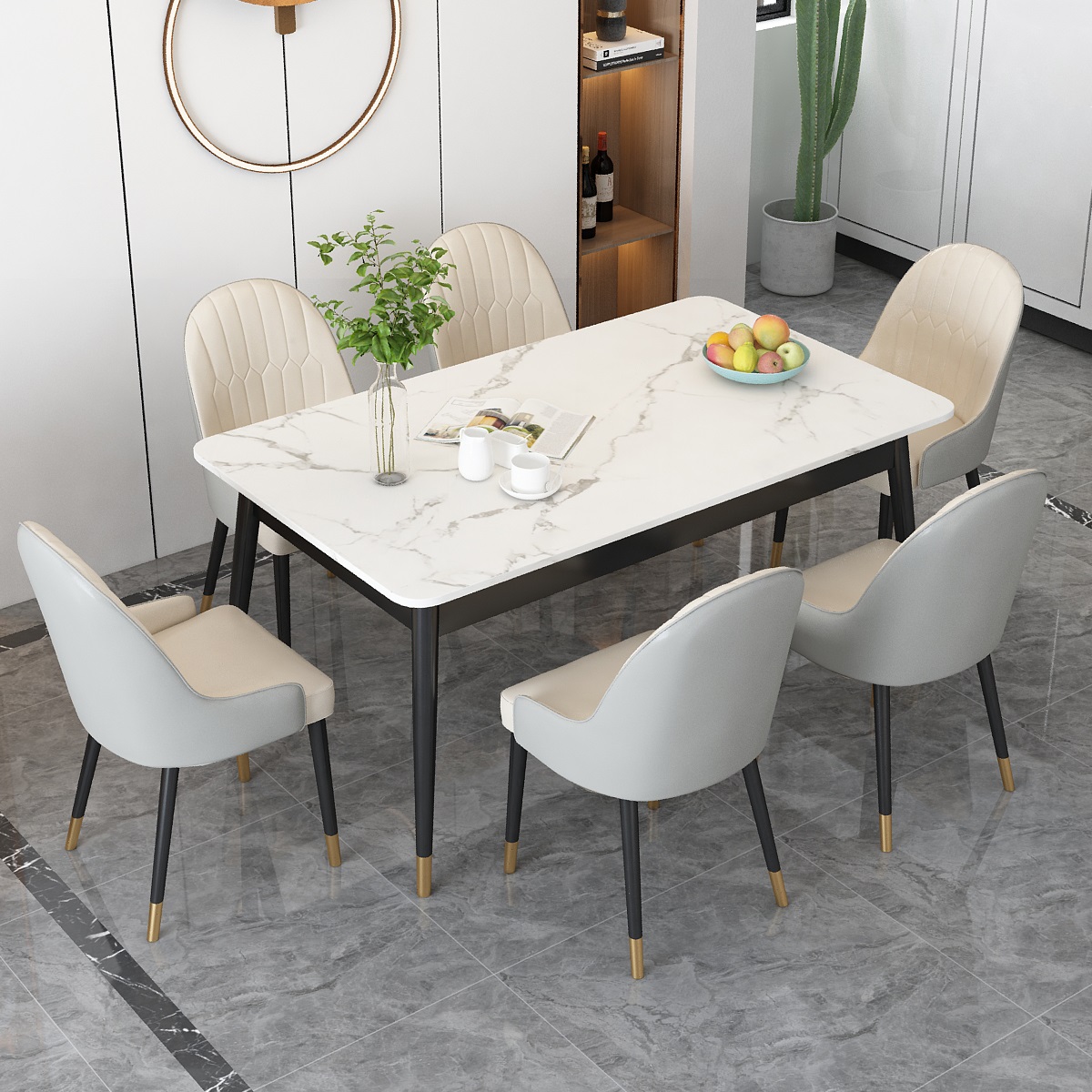 Nordic Rockboard Dining Table And Chairs Group Full House With Small Family Modern Minimalist Dining Table Light Extravagant And Rectangular Dining Table