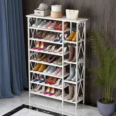 Iron shoe rack simple household economy dormitory door dust storage shoe cabinet multi-layer assembly shelf space