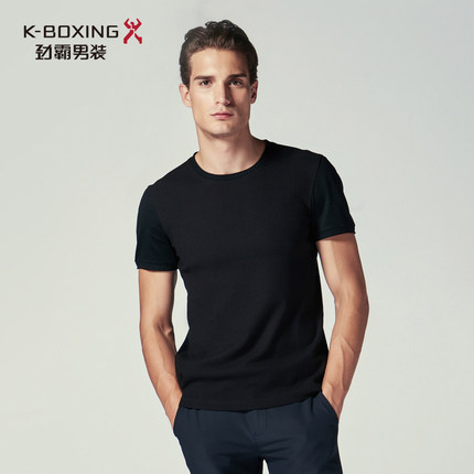 劲霸短袖t恤男 桑蚕丝 圆领2018夏季男士 简约