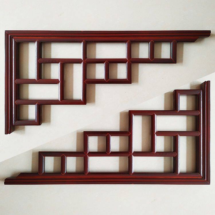 East Yang Wood Carved Suspended Ceiling Gun Corner Chinese Style Furnishing Imitation Ancient Carved Flower Diagonal Hollowed-out Decorated Solid Wood Line Flower Lattice Horns