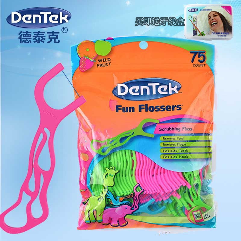 Detek DenTek U.S. imported children's dental floss ultra-fine baby special infant dental floss stick non-Japanese
