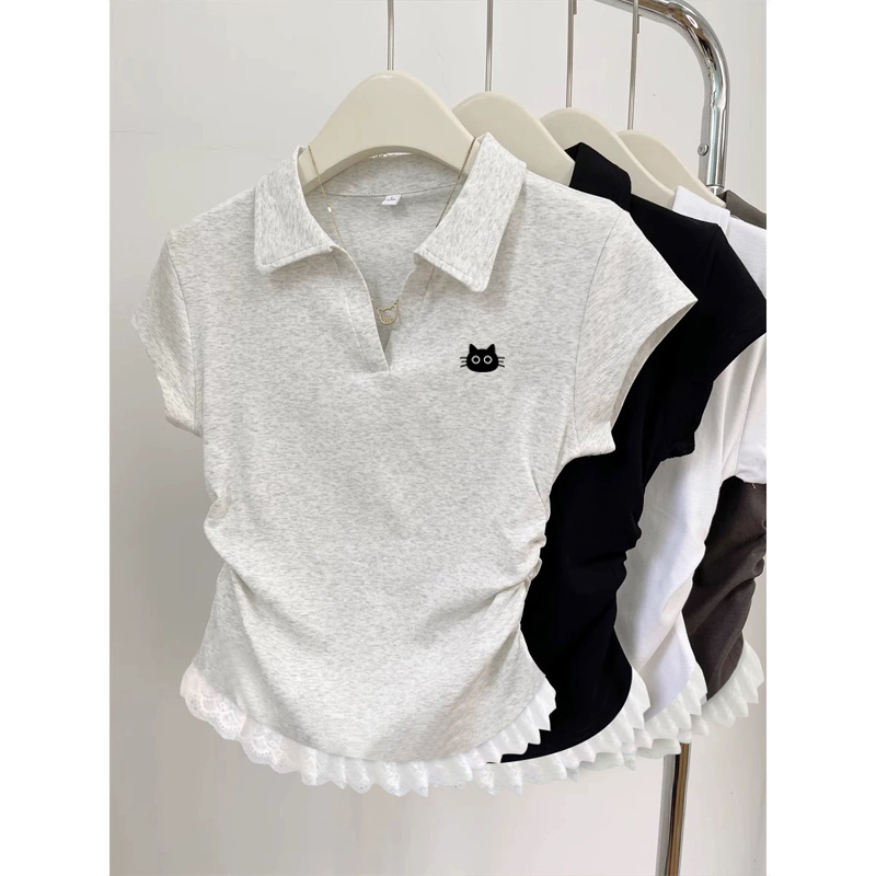 Especially Beautiful Polo Collar Shirt for Women, 2026 New Summer Short-Sleeve T-Shirt, Unique and Very Attractive Waist-Cinching Top