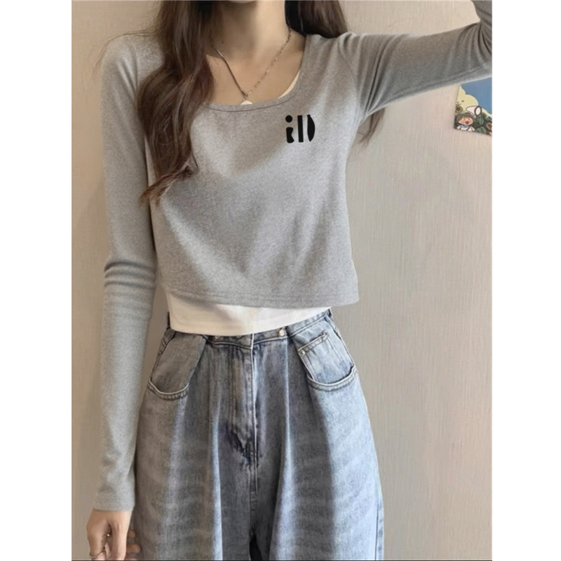 Very Stylish Fake Two-Piece Long-Sleeve Top for Women, 2026 Spring and Autumn New Style, Inner Layer Base Shirt with a Unique Design, Can Be Worn Alone as a T-Shirt Very Stylish Fake Two-Piece Long-Sleeve Top for Women, 2026 Spring and Autumn New Style, Inner Layer Base Shirt with a Unique Design, Can Be Worn Alone as a T-Shirt