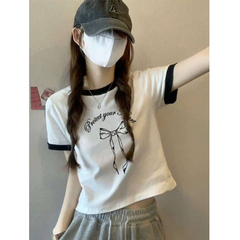 Unique and Beautiful Summer Short Top 2026 New Popular Style Beautiful White Regular Shoulder Slimming Short-Sleeved Women's T-Shirt