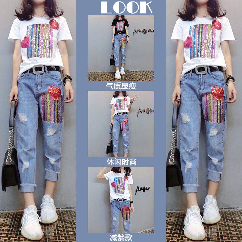 Large size women's clothing 2022 Western style age-reducing and fashionable two-piece suits wide-leg pants fat sister girls' tops summer clothes